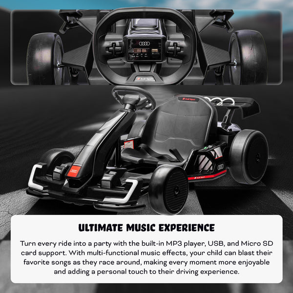 Newest Upgraded 24V Audi Kids Drifting Go Kart – Black