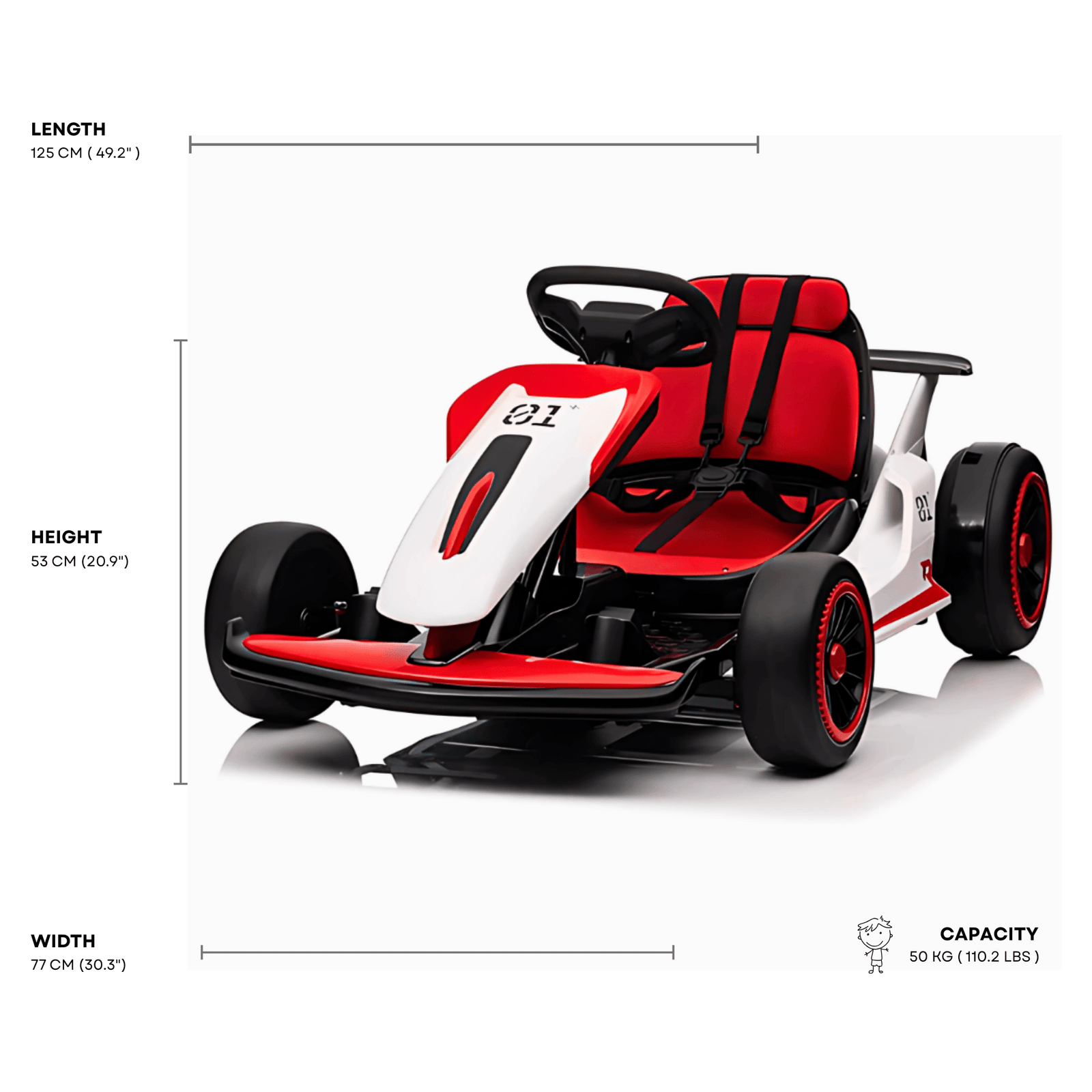 Red 24V Upgraded Vortex Drifting Go Kart.