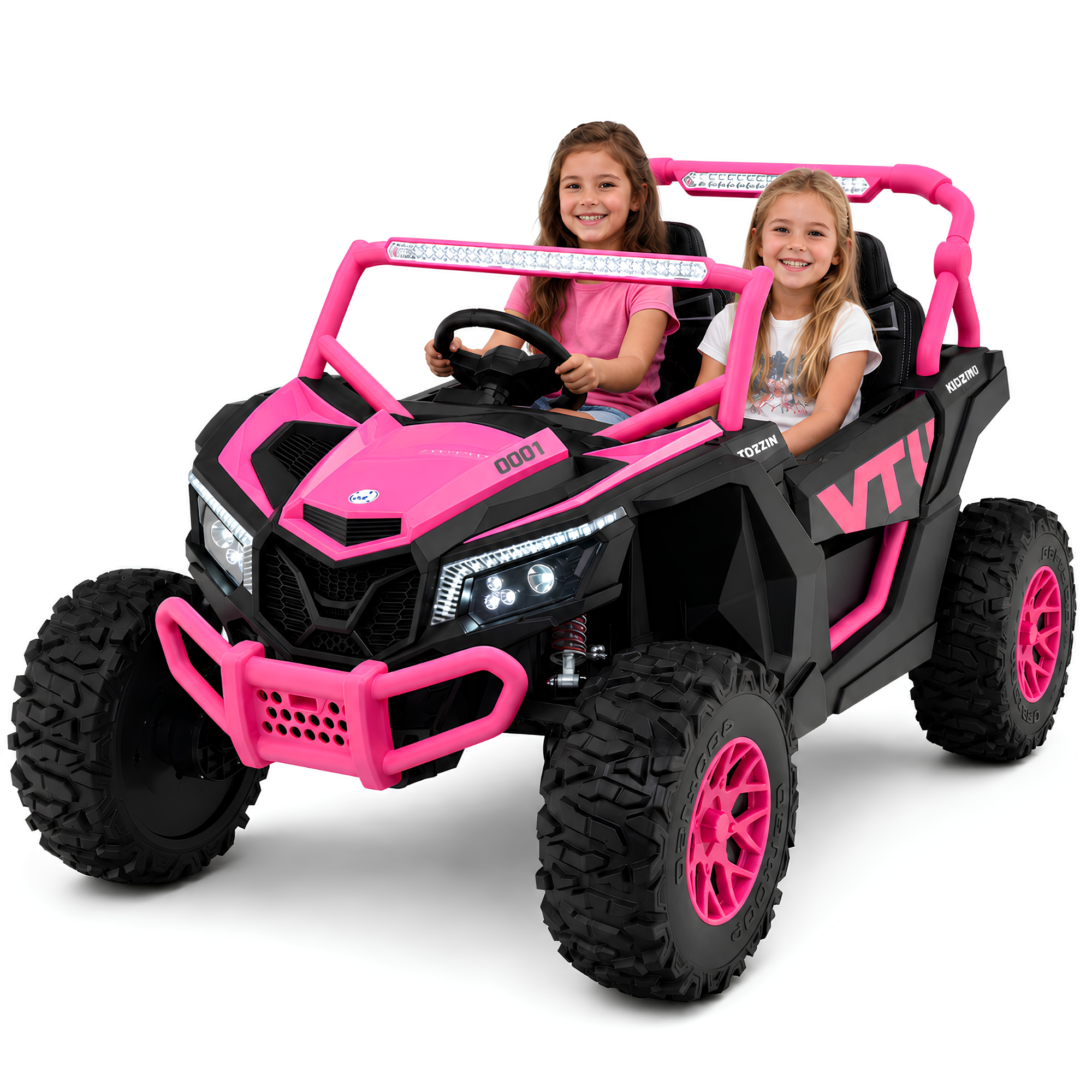 Pink XXL Premium MegaTrek Pro 2-Seater 24V 4X4/AWD Kids Ride on UTV Buggy W/ EVA Wheels, BT & RC