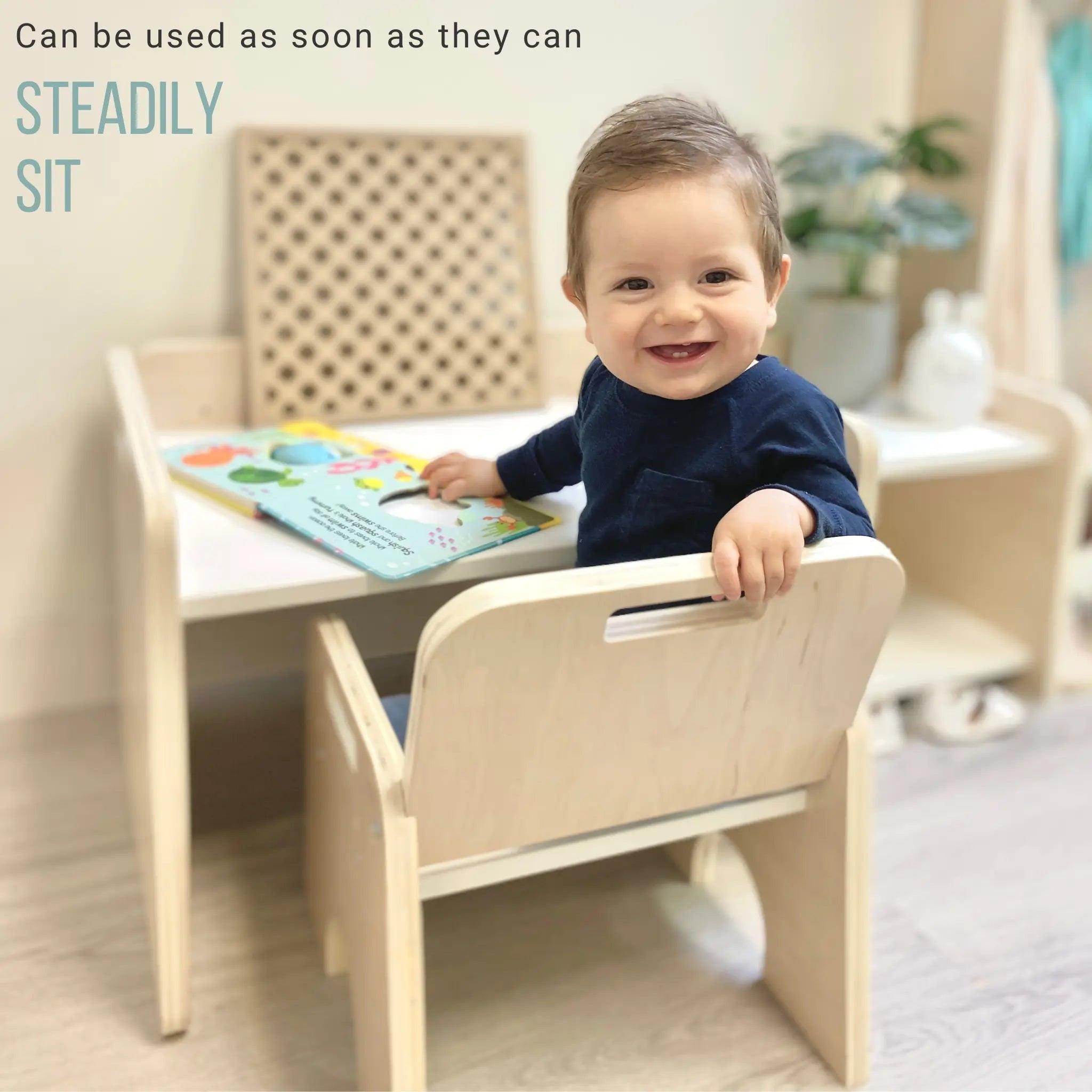 PAPAYA SET - Weaning Montessori Table and Chair Adjustable Height.