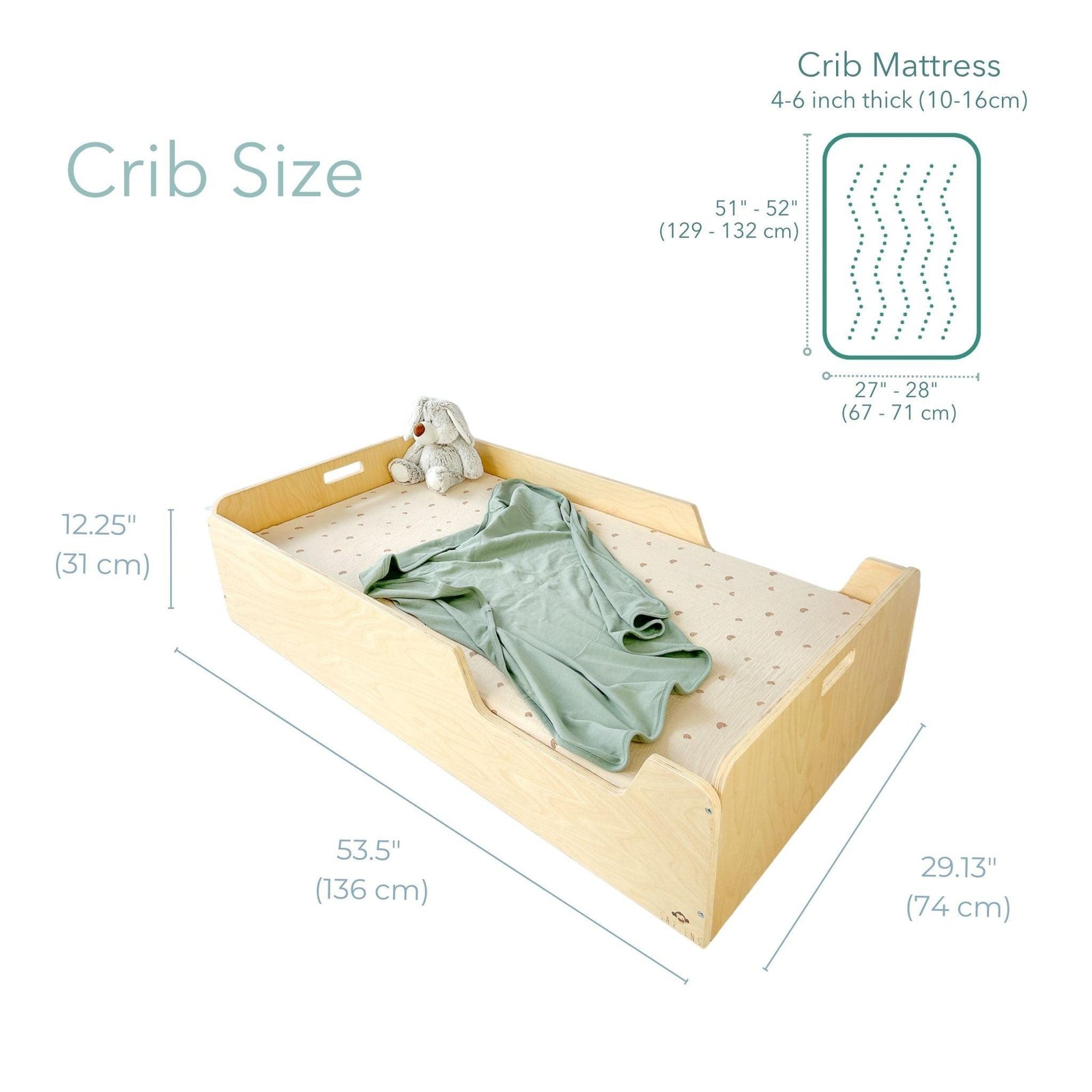 APPLE CRIB - Montessori Floor Bed with Rails.
