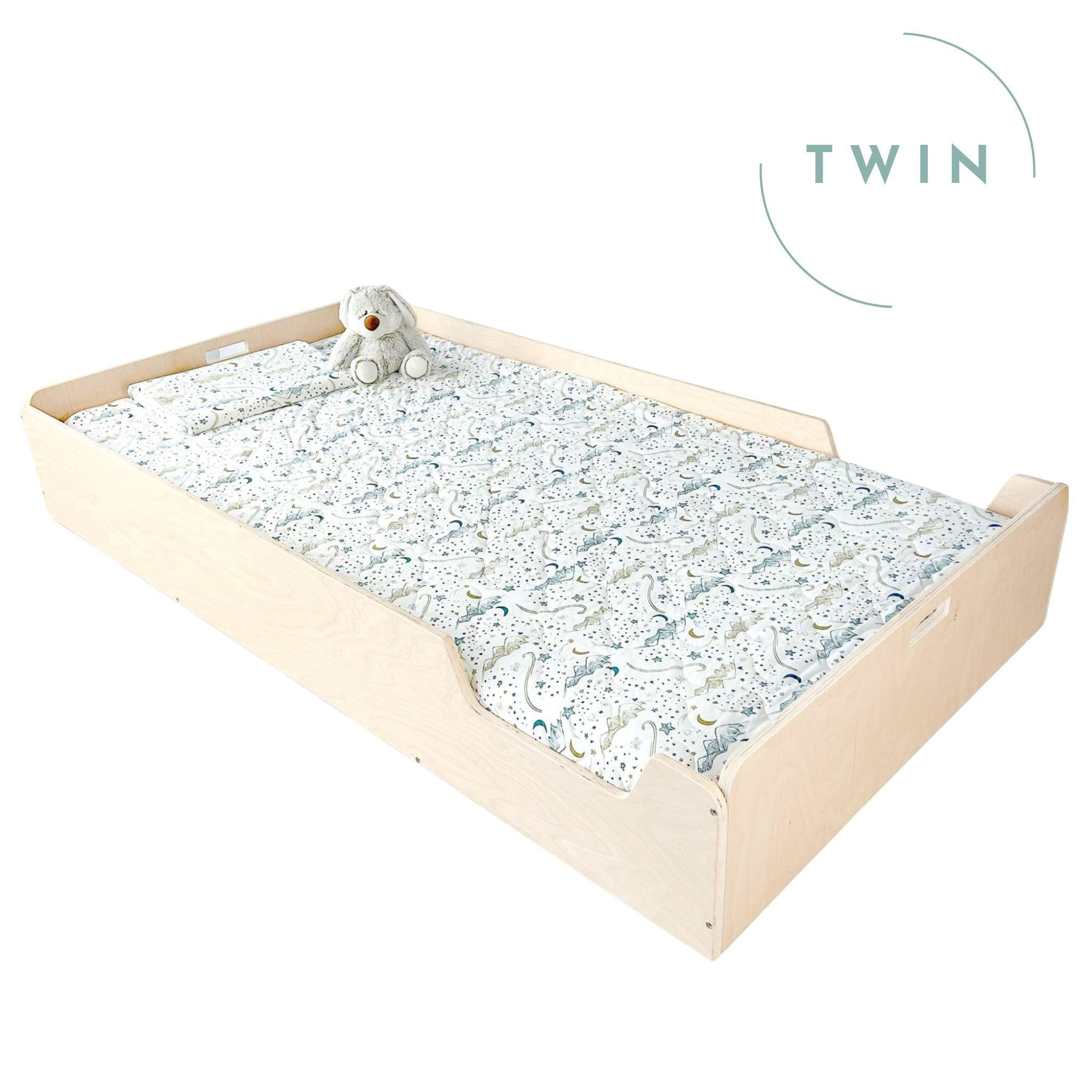 APPLE TWIN - Montessori Floor Bed with Rails.