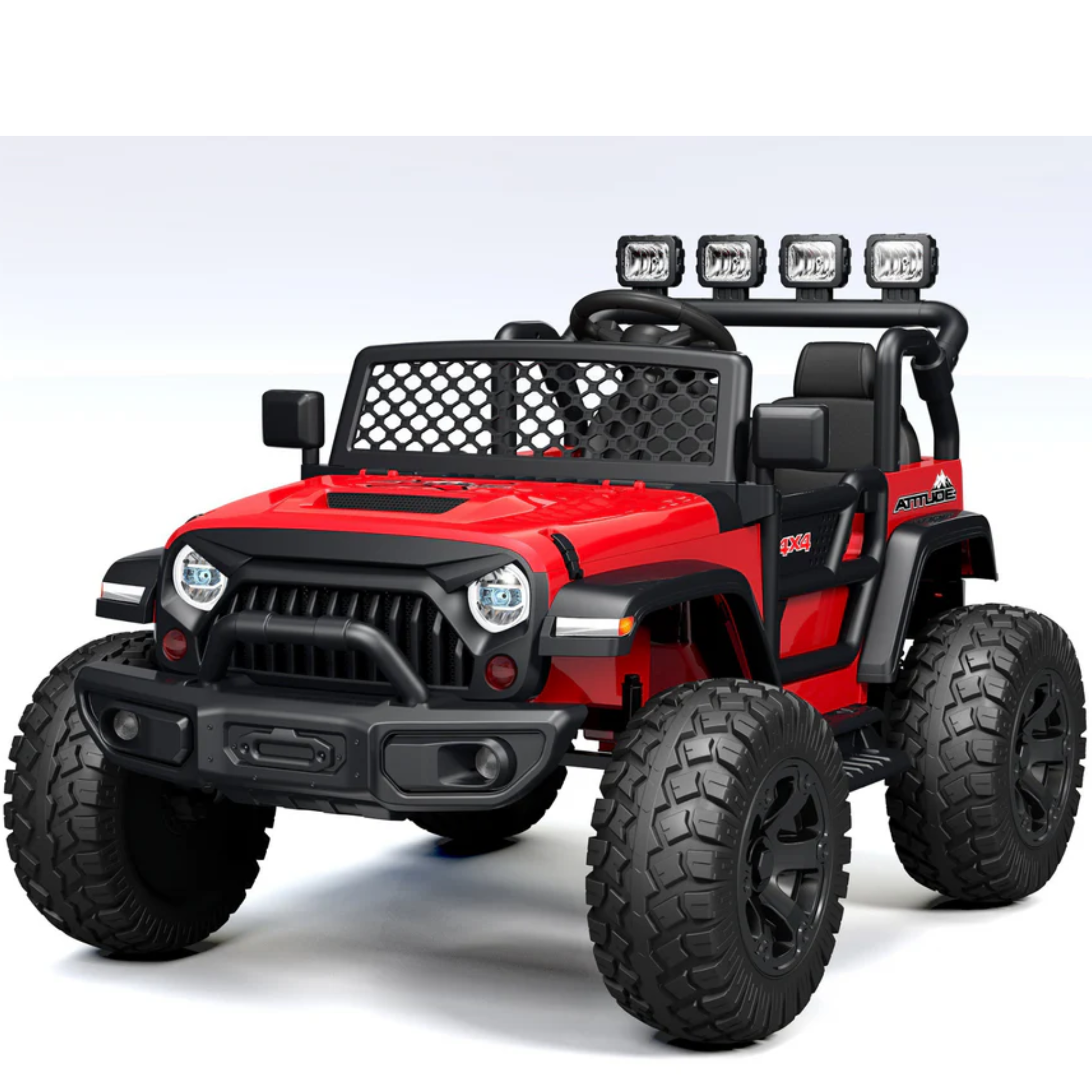 Red 24V TrailMax Edition XXL 2-Seater 24V 4X4/AWD Kids Ride on Truck W/ EVA Rubber Wheels, BT & RC