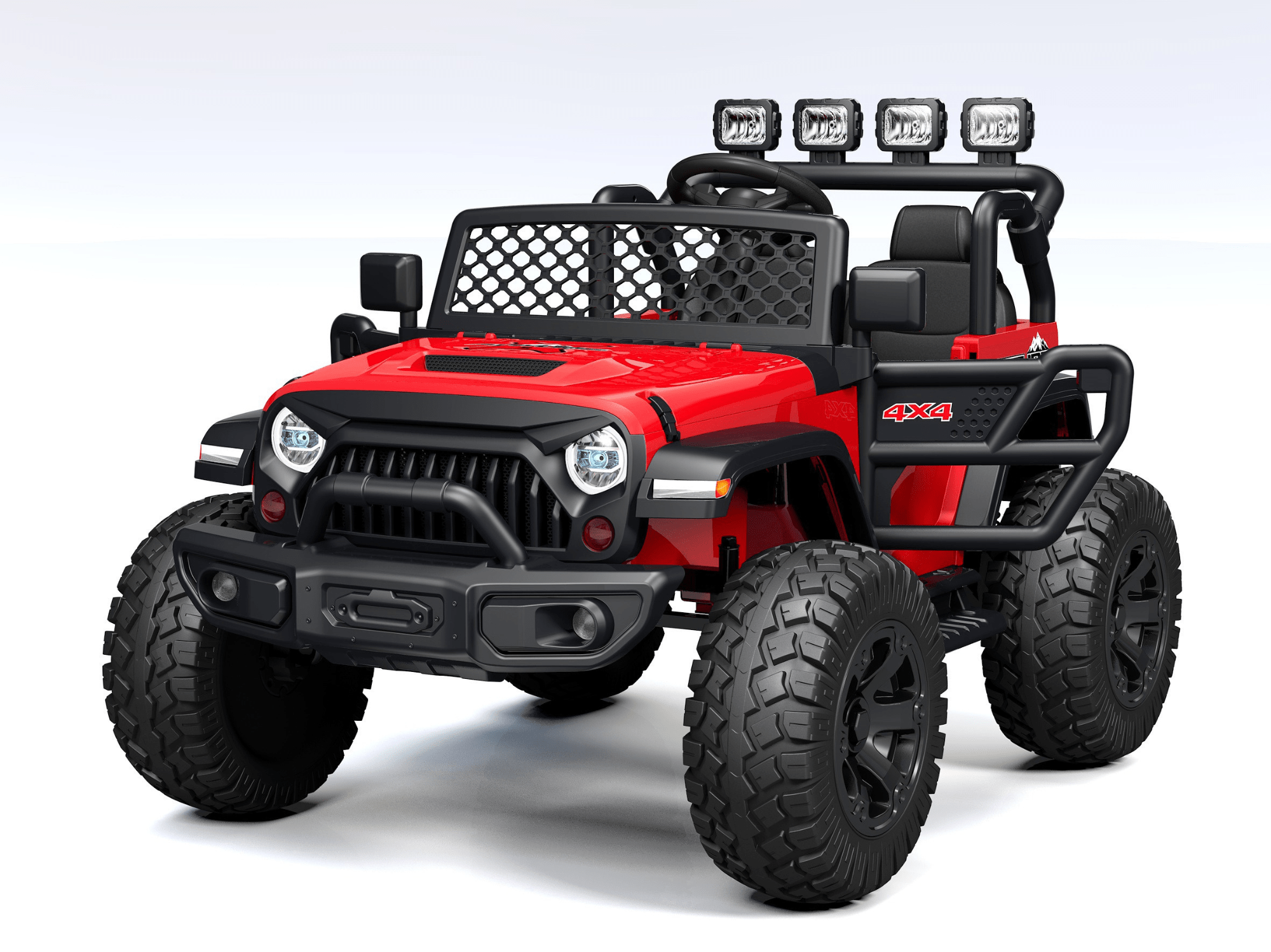 Red 24V TrailMax Edition XXL 2-Seater 24V 4X4/AWD Kids Ride on Truck W/ EVA Rubber Wheels, BT & RC.