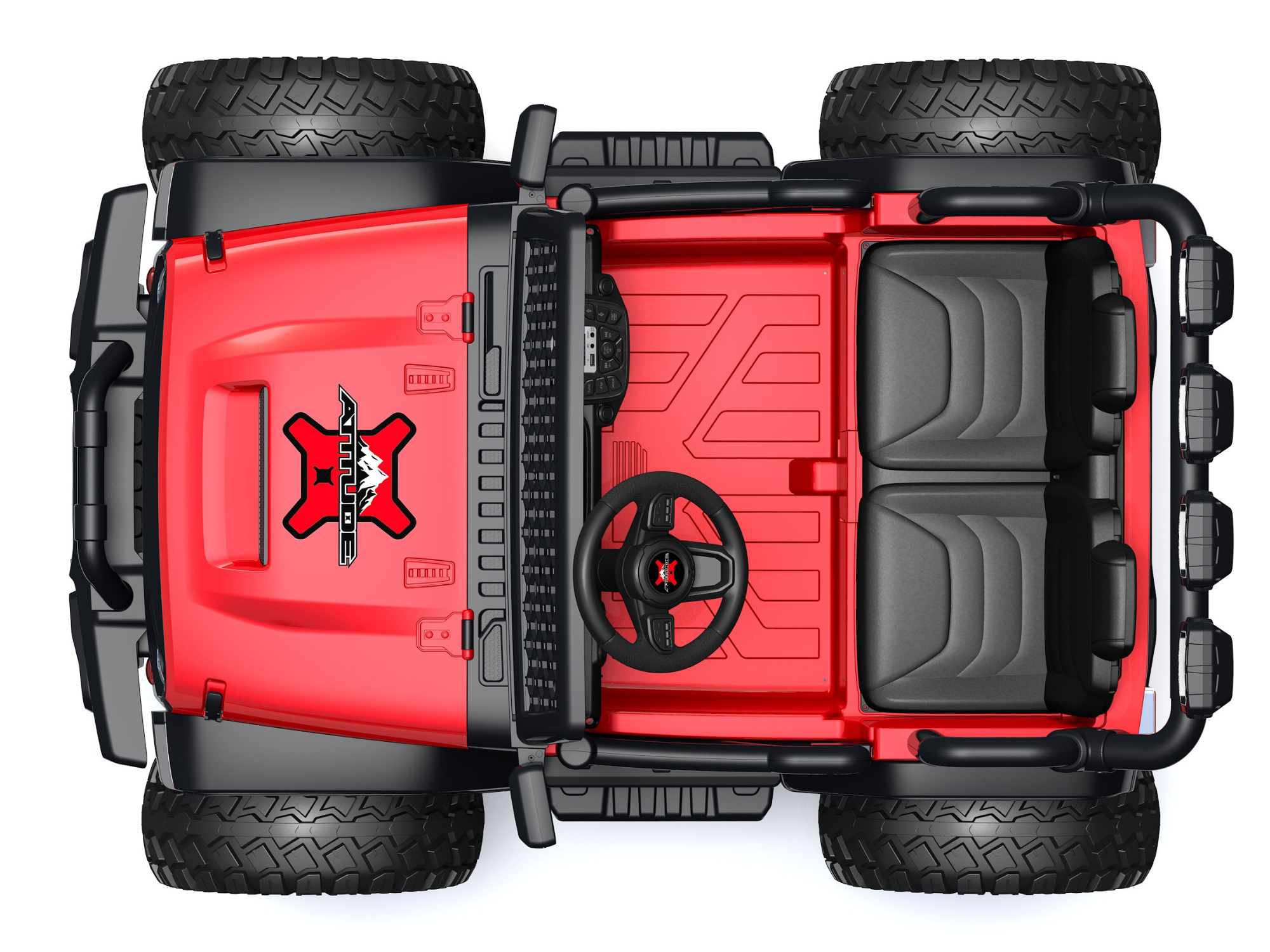 Red 24V TrailMax Edition XXL 2-Seater 24V 4X4/AWD Kids Ride on Truck W/ EVA Rubber Wheels, BT & RC