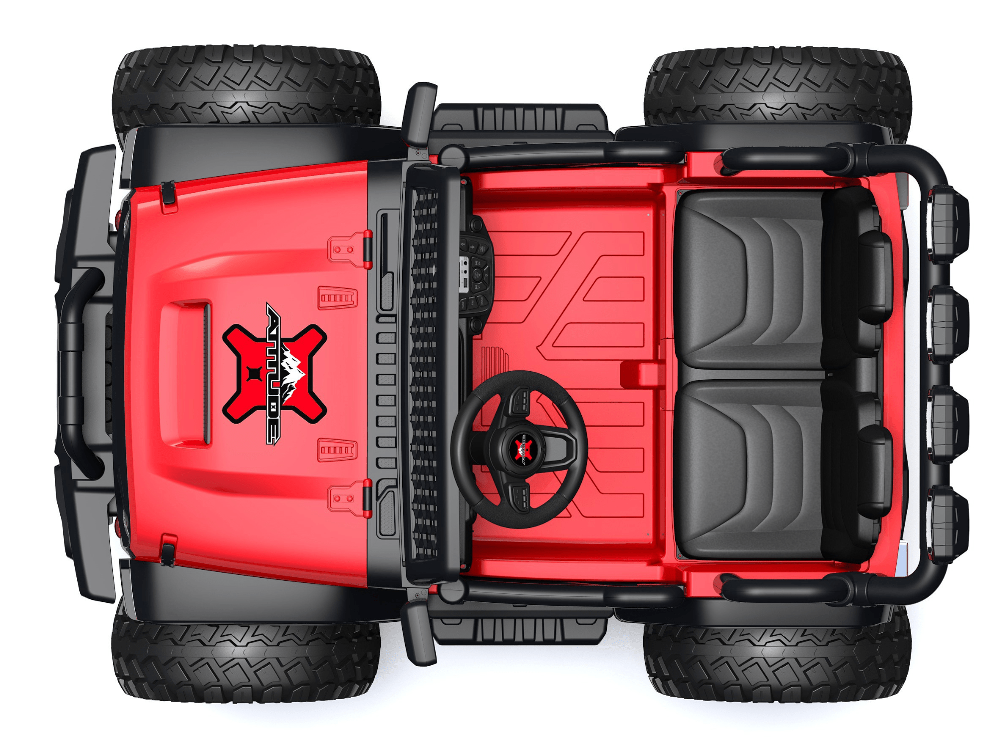 Red 24V TrailMax Edition XXL 2-Seater 24V 4X4/AWD Kids Ride on Truck W/ EVA Rubber Wheels, BT & RC.
