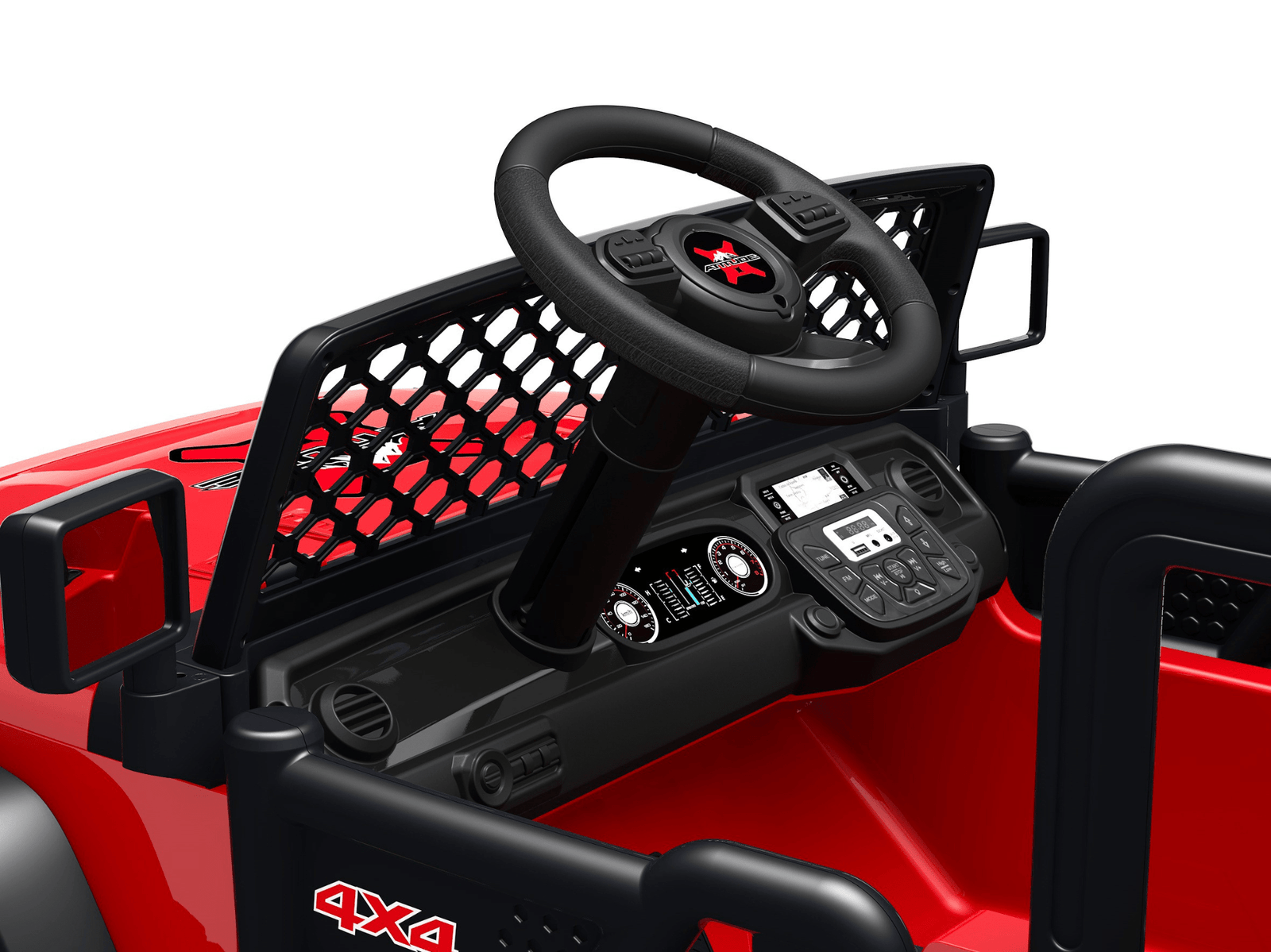 Red 24V TrailMax Edition XXL 2-Seater 24V 4X4/AWD Kids Ride on Truck W/ EVA Rubber Wheels, BT & RC.