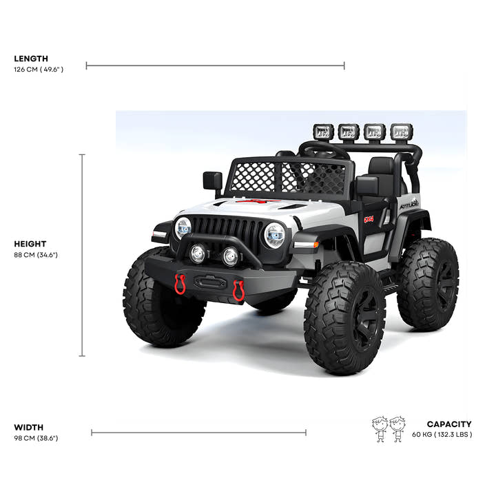 White 24V TrailMax Edition XXL 2-Seater 24V 4X4/AWD Kids Ride on Truck W/ EVA Rubber Wheels, BT & RC.