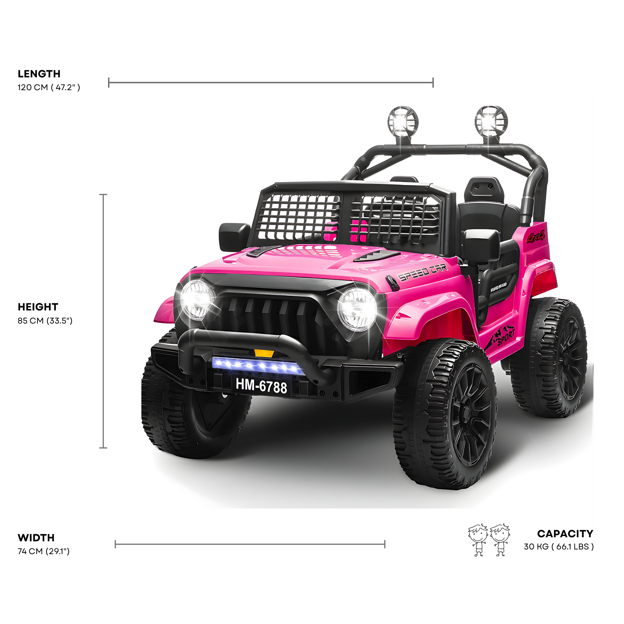 Pink 24V TrailX 2-Seater 24V 4X4/AWD Kids Ride on UTV Buggy W/ EVA Rubber Wheels, Music & RC