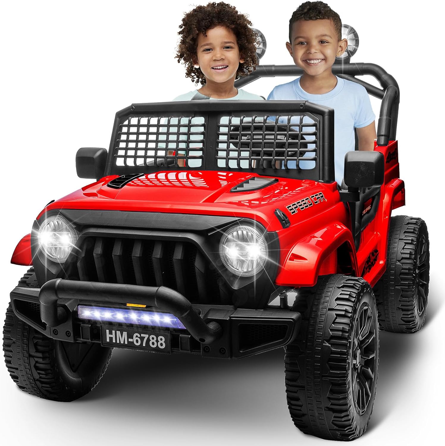 Red, 2-Seater TrailX 24V/4x4 Truck for Kids, Eva Wheels, Rc