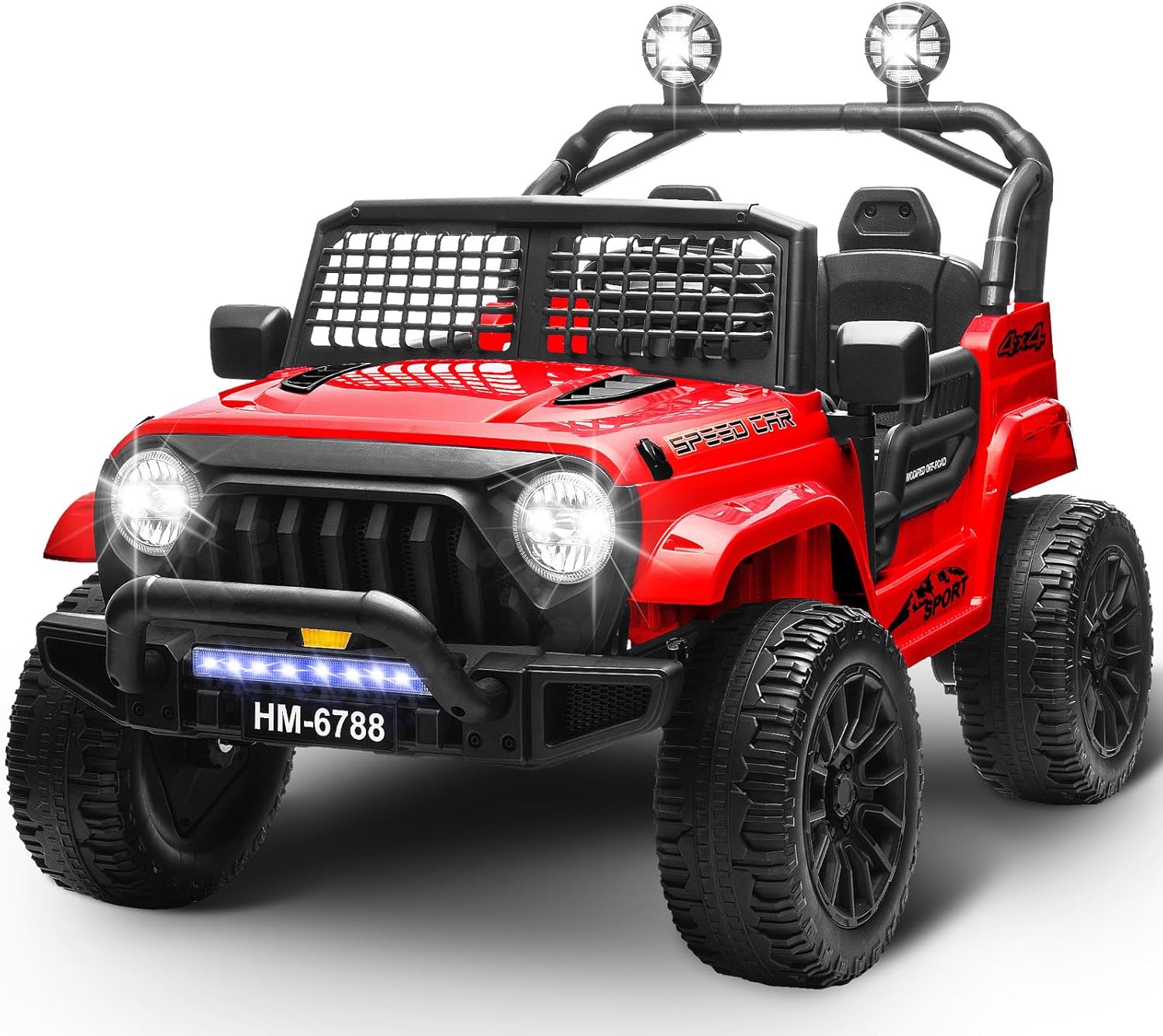 Red, 2-Seater TrailX 24V/4x4 Truck for Kids, Eva Wheels, Rc