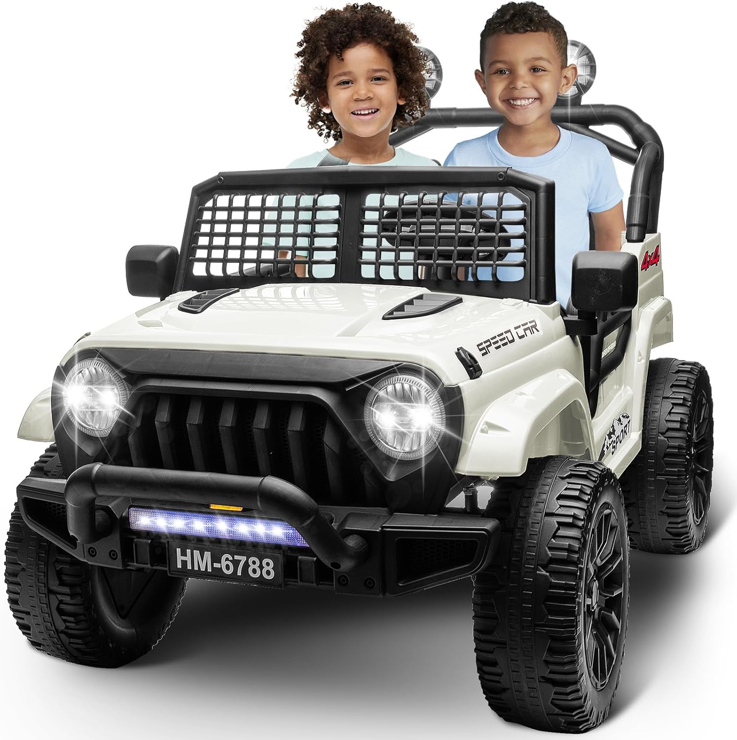 White 24V TrailX 2-Seater 24V 4X4/AWD Kids Ride on UTV Buggy W/ EVA Rubber Wheels, Music & RC