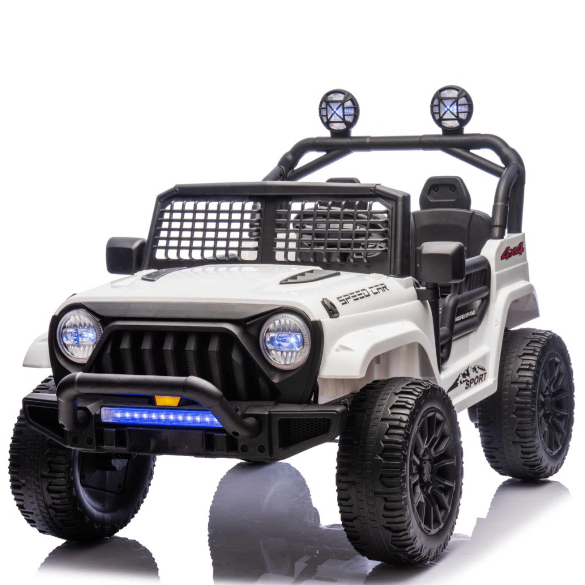 White 24V TrailX 2-Seater 24V 4X4/AWD Kids Ride on UTV Buggy W/ EVA Rubber Wheels, Music & RC