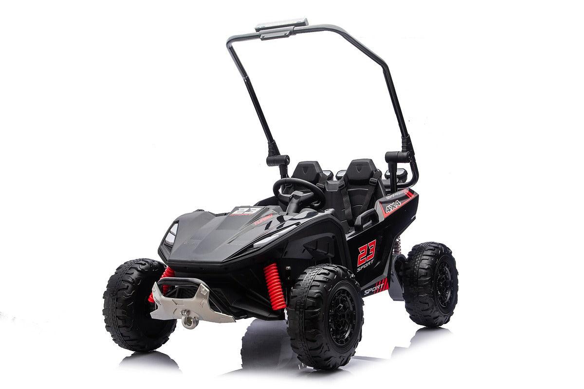 Black 24V Thunder X Pro 2-Seater Ride-On Buggy | Silent Motors, EVA Wheels & Leather Seats