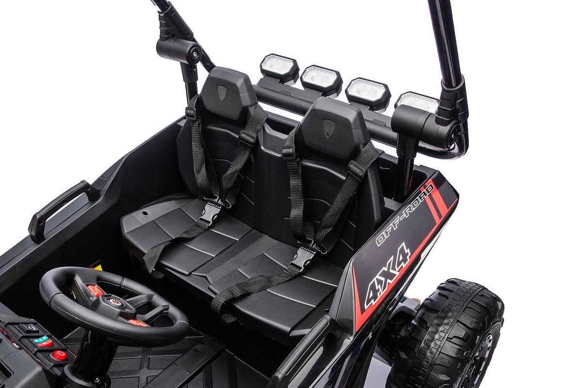 Black 24V Thunder X Pro 2-Seater Ride-On Buggy | Silent Motors, EVA Wheels & Leather Seats