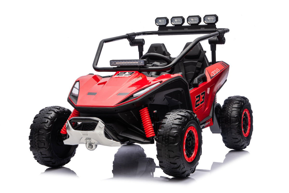 Red 24V Thunder X Pro 2-Seater Ride-On Buggy | Silent Motors, EVA Wheels & Leather Seats