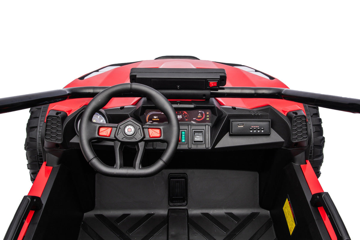 Red 24V Thunder X Pro 2-Seater Ride-On Buggy | Silent Motors, EVA Wheels & Leather Seats