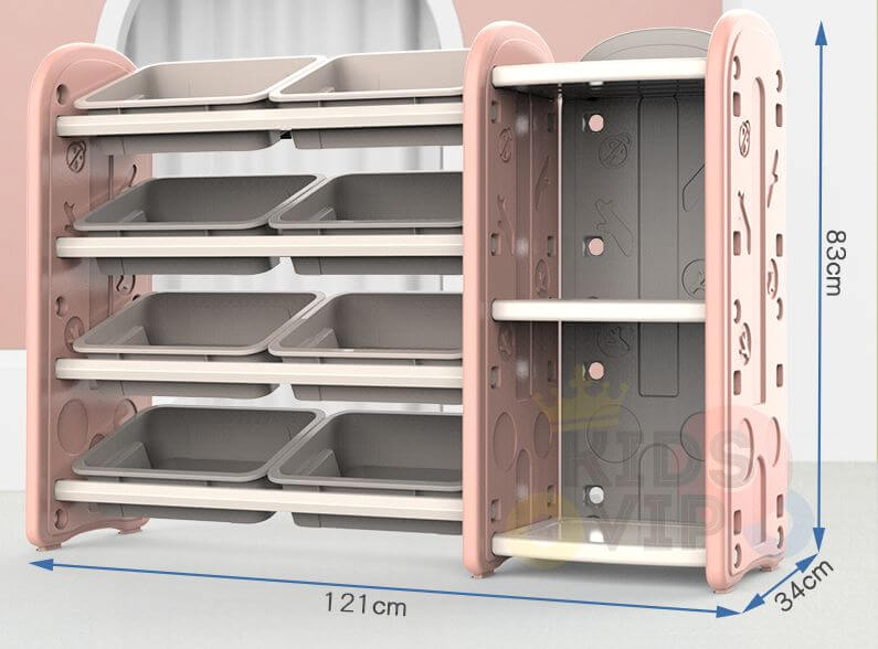 Kids and Toddlers Toy Storage/Organizer with Bins and Bookshelves - Pink image 8