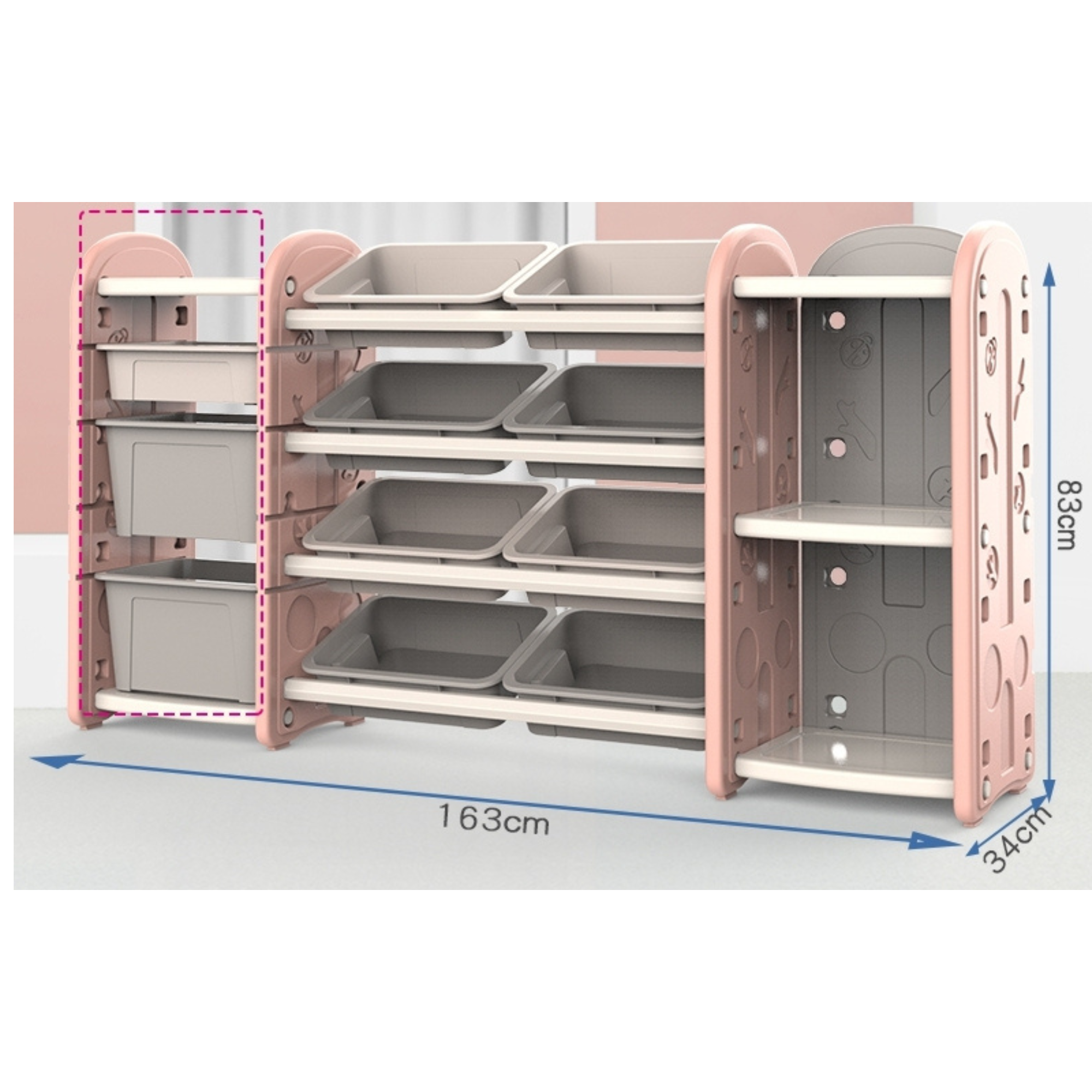 Kids and Toddlers Toy Storage/Organizer with Bins and Bookshelves - Pink image 21