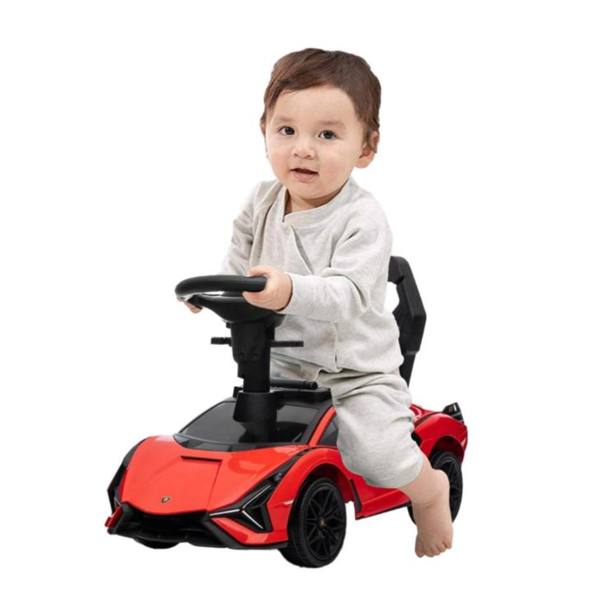Complete Edition Lamborghini Sian 3 in 1 Push Car / Stroller with Handle And Safety Guards, Red image 13