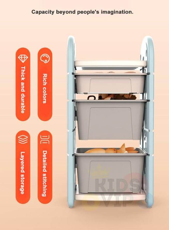Kids and Toddlers Toy Storage/Organizer with Bins and Bookshelves - Pink image 13