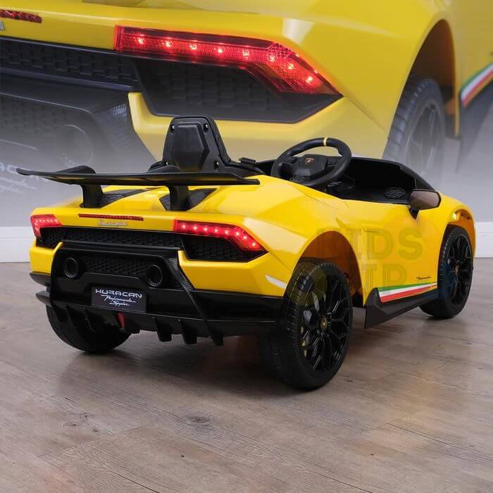 Yellow Lamborghini Huracan 12V Licensed Sport Edition Kids Ride-On Car with Rubber Wheels, Bluetooth, RC image 8