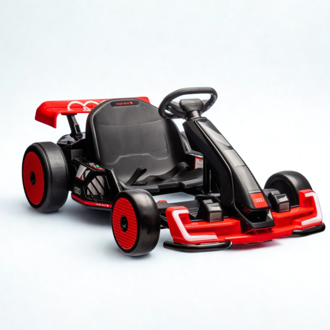 24V Red Newest Upgraded Audi Drifting Go Kart W/ 180° Drift, Bluetooth Music & Lights