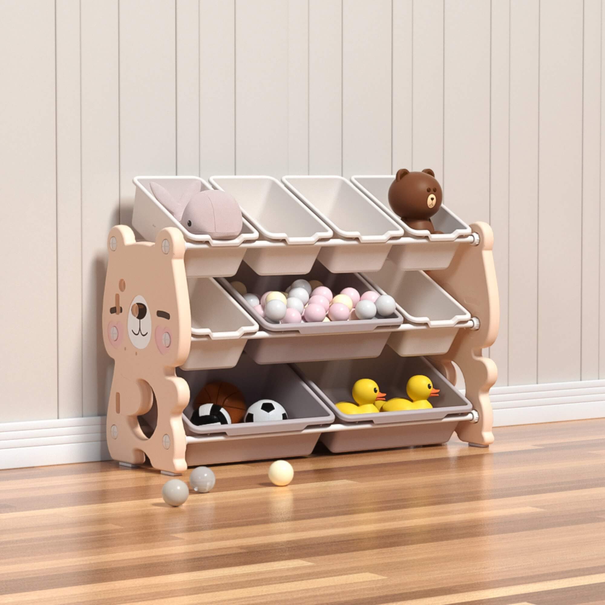 Pink Kids and Toddlers Toy Storage/Organizer with Bins Bear Edition image 4