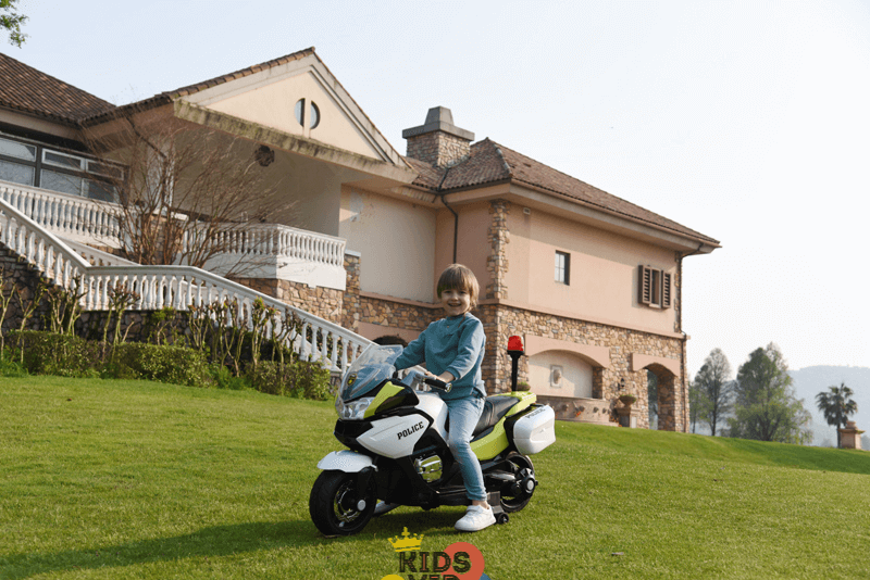 Police Officer Edition 24V Kids Motorcycle With Music, Lights and Rubber Wheels image 3