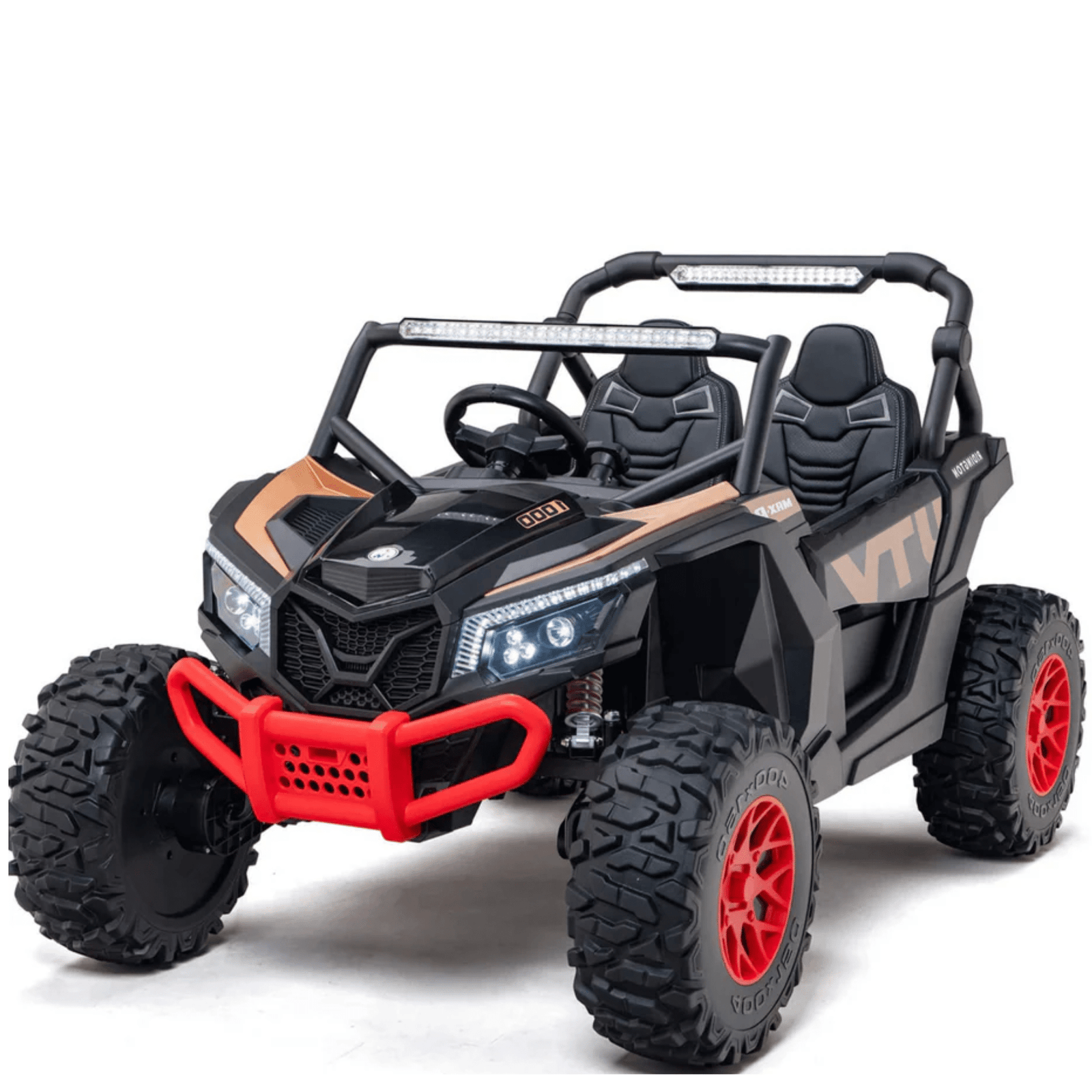 Black 2-Seater XXL Premium MegaTrek 2-Seater 24V 4X4/AWD Kids Ride on UTV Buggy W/ EVA Rubber Wheels, BT & RC.