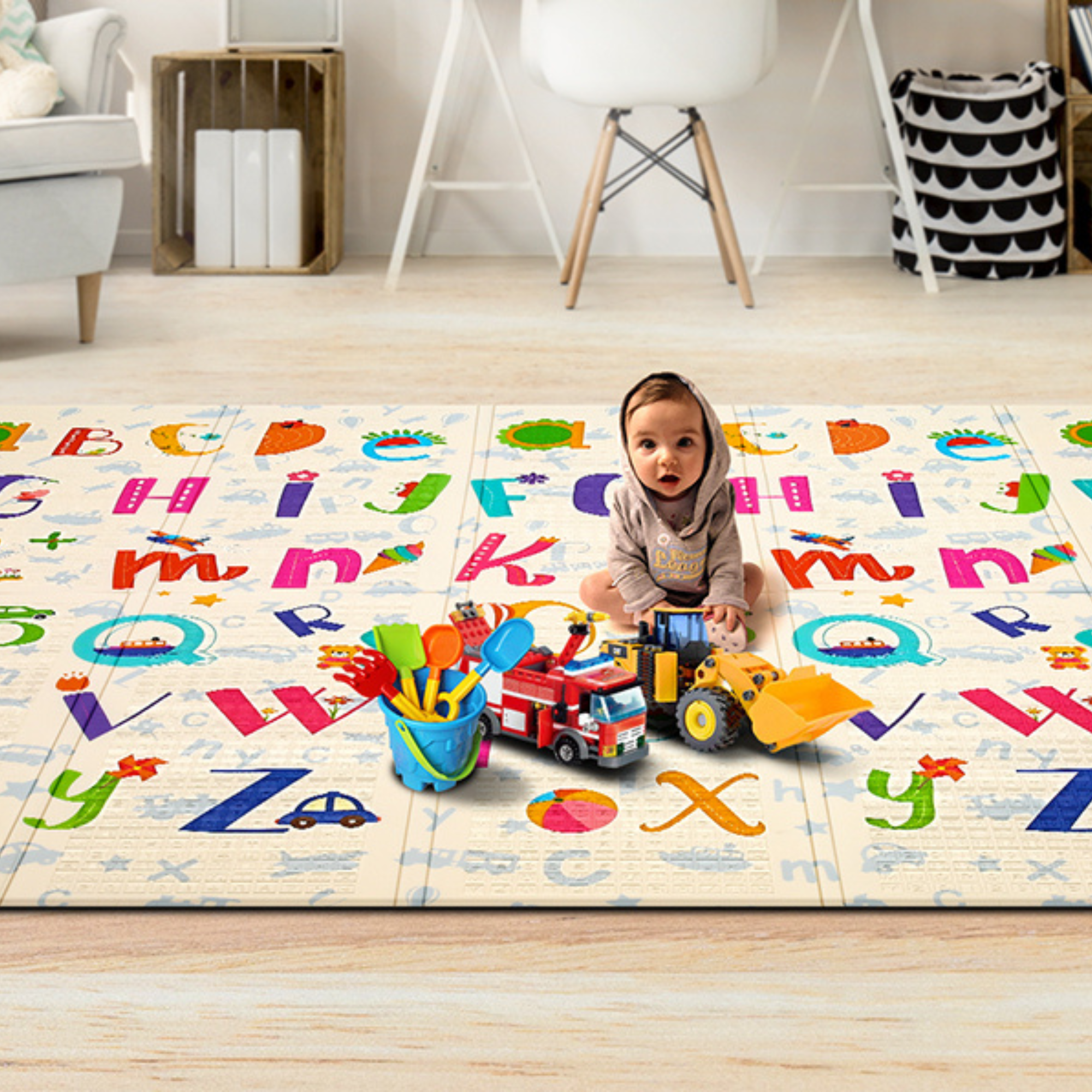 XL Double Sided Foldable, Waterproof Foam Play Mat ABC Edition, 200x180x1cm image 27