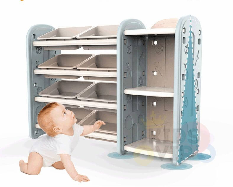 Kids and Toddlers Toy Storage/Organizer with Bins and Bookshelves - blue image 1
