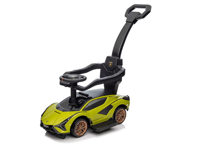 Complete Edition Lamborghini Sian 3 in 1 Push Car / Stroller with Handle And Safety Guards, Green image 0