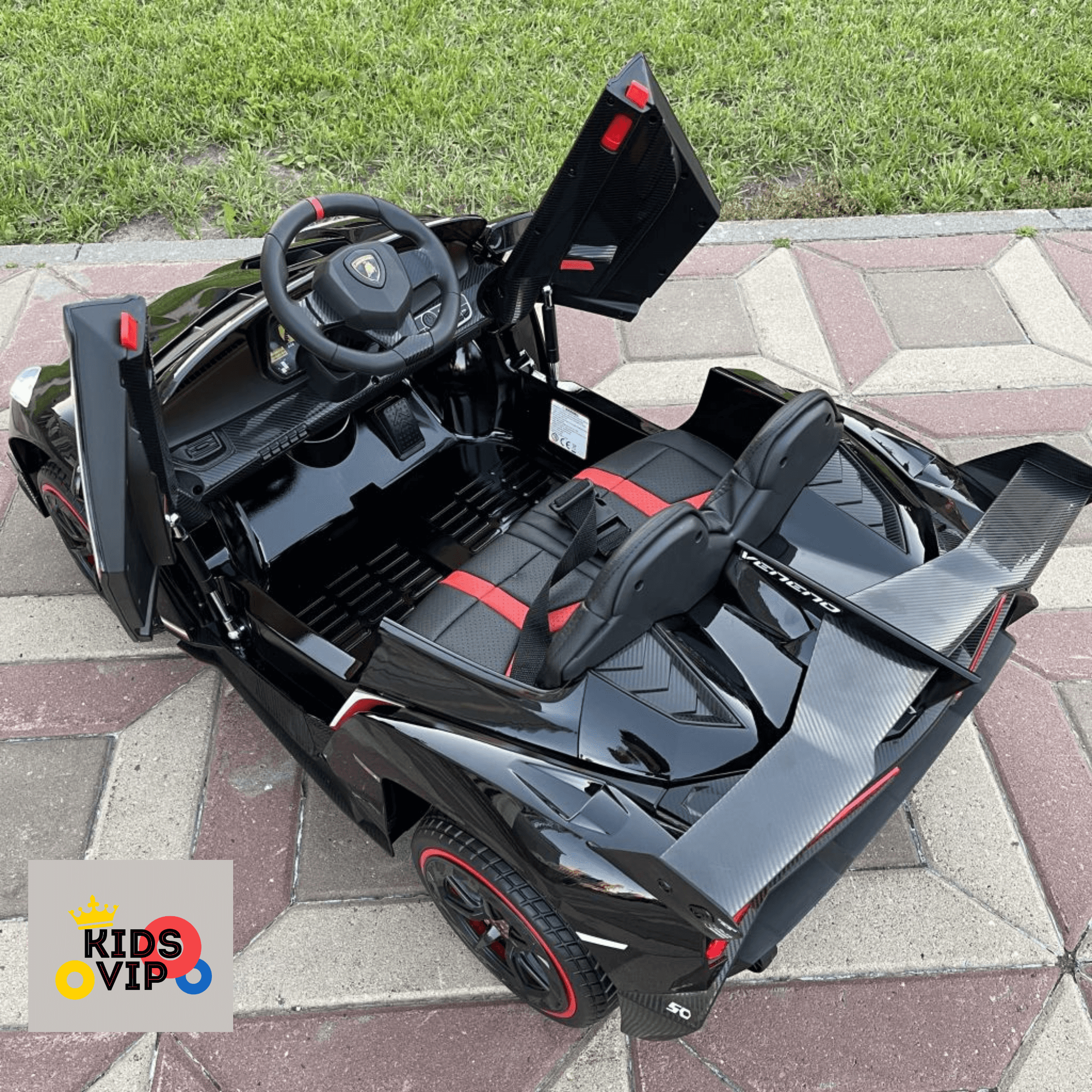 Limited Black Edition Lamborghini Veneno 12V 4X4 Toddlers Ride-on Car, BT, RC image 4