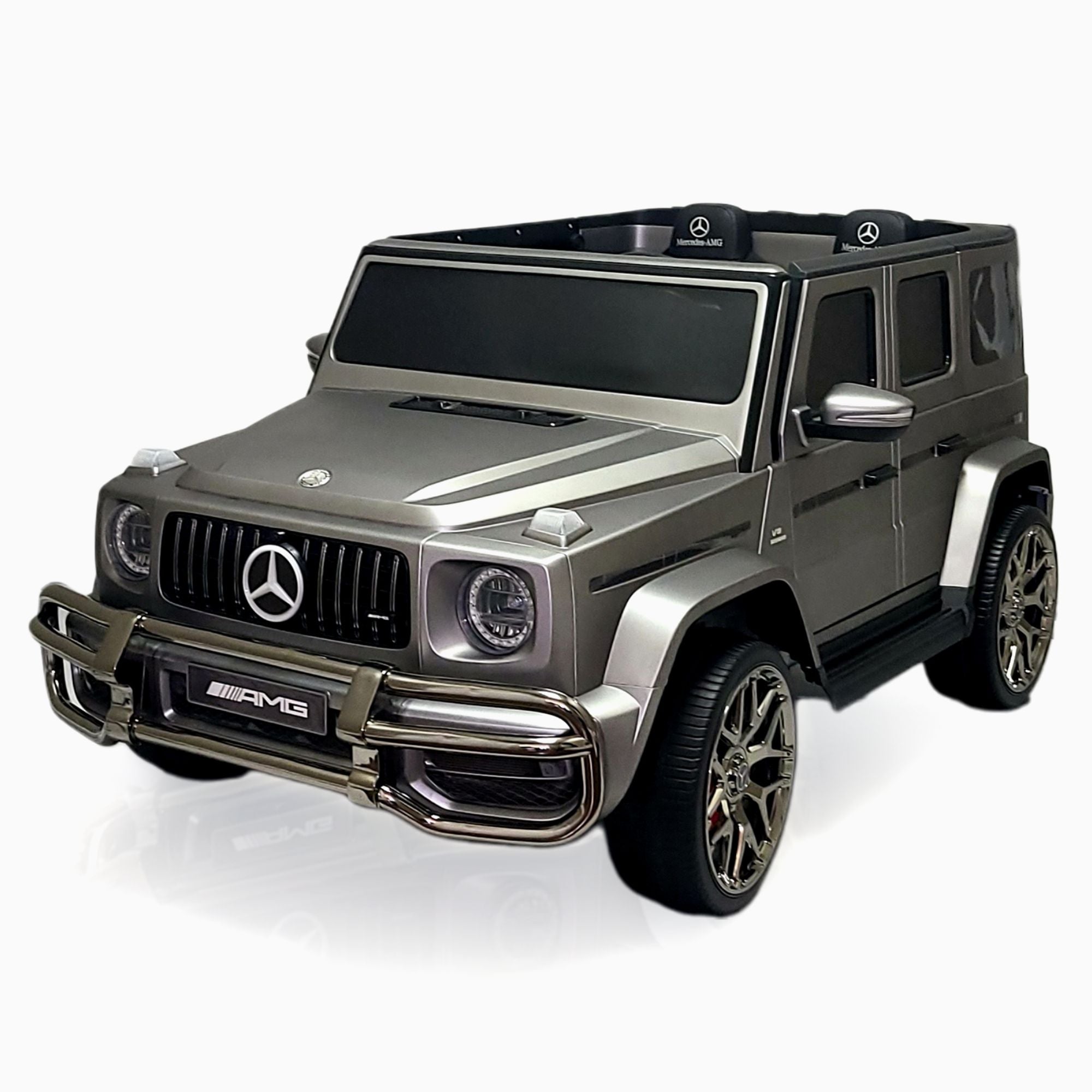 Exclusive Matte Grey Mercedes Benz G Series 2-Seater 24V Kids Ride-on Truck, EVA Wheels, Leather Seats, Light-up Logo, 4WD, BT, RC image 11