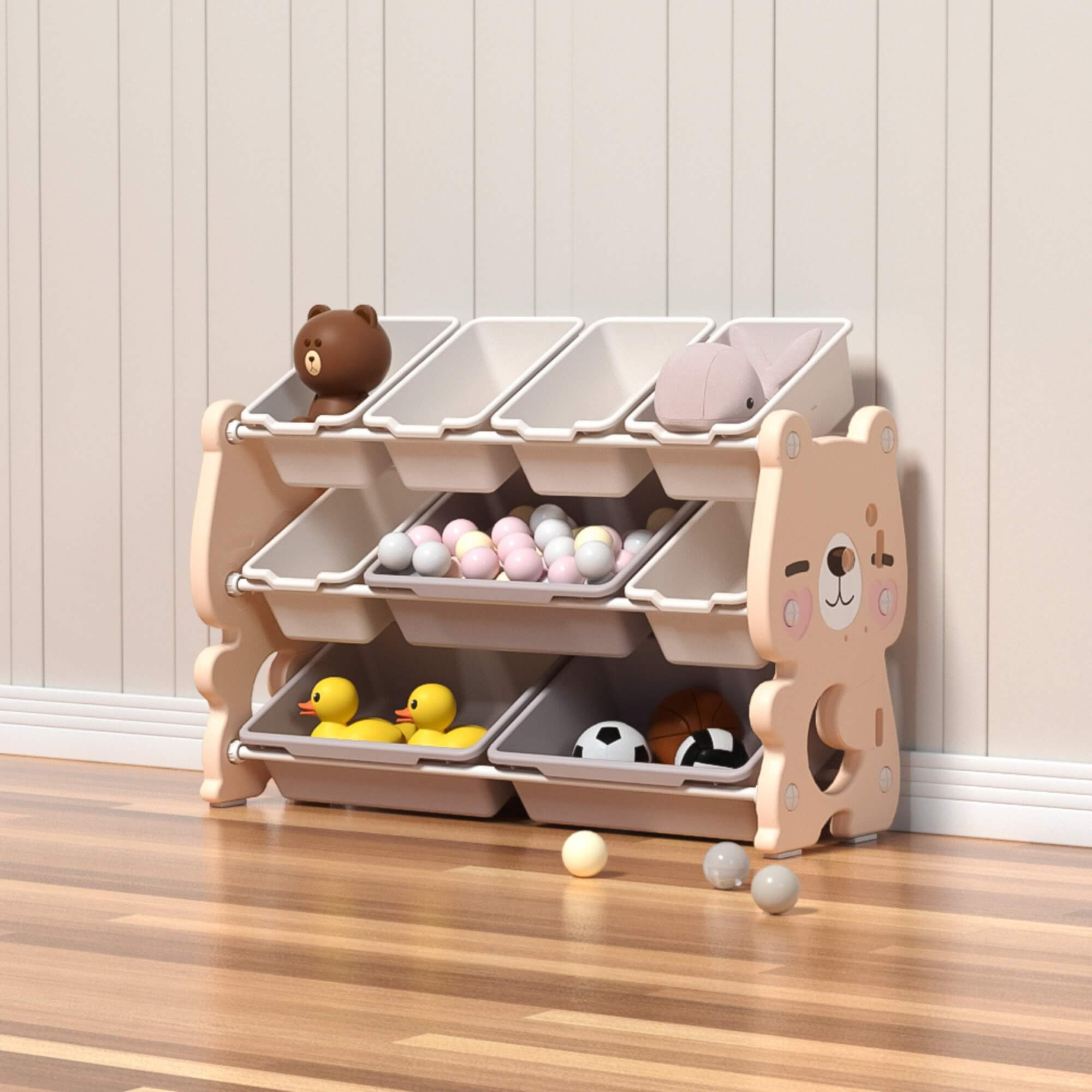 Pink Kids and Toddlers Toy Storage/Organizer with Bins Bear Edition image 13