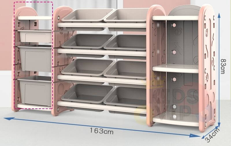 Kids and Toddlers Toy Storage/Organizer with Bins and Bookshelves - Pink image 11
