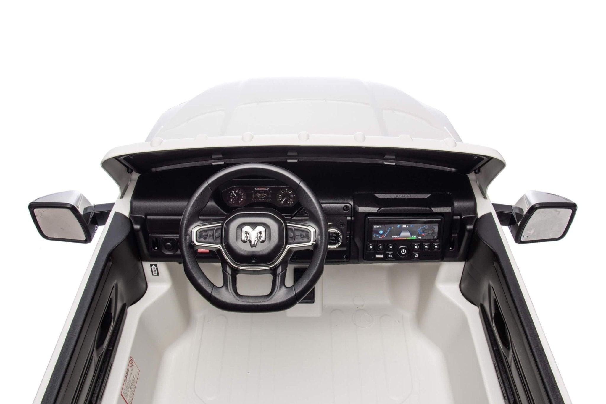 White Complete Edition XXL 2-Seater 4x4 RAM 3500 Ride-On Truck.
