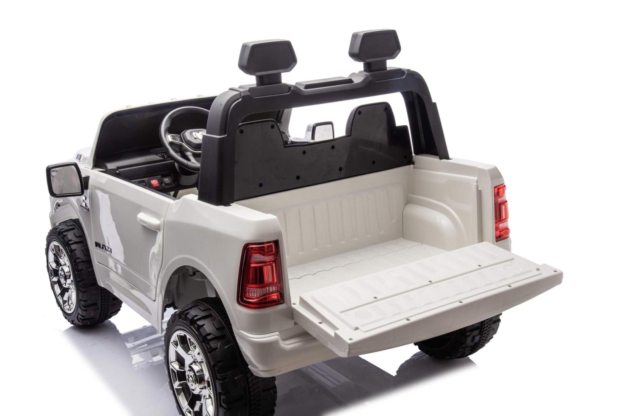 White Complete Edition XXL 2-Seater 4x4 RAM 3500 Ride-On Truck.
