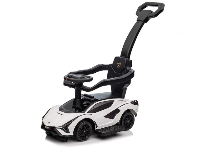 Complete Edition Lamborghini Sian 3 in 1 Push Car / Stroller with Handle And Safety Guards, White image 0