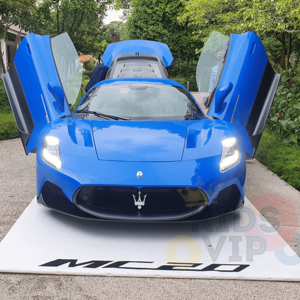 KidsVIP Licensed 24V Maserati MC20 Car for Kids W/ RC, Rubber Wheels, Music Input, Leather Seats, 4WD image 9