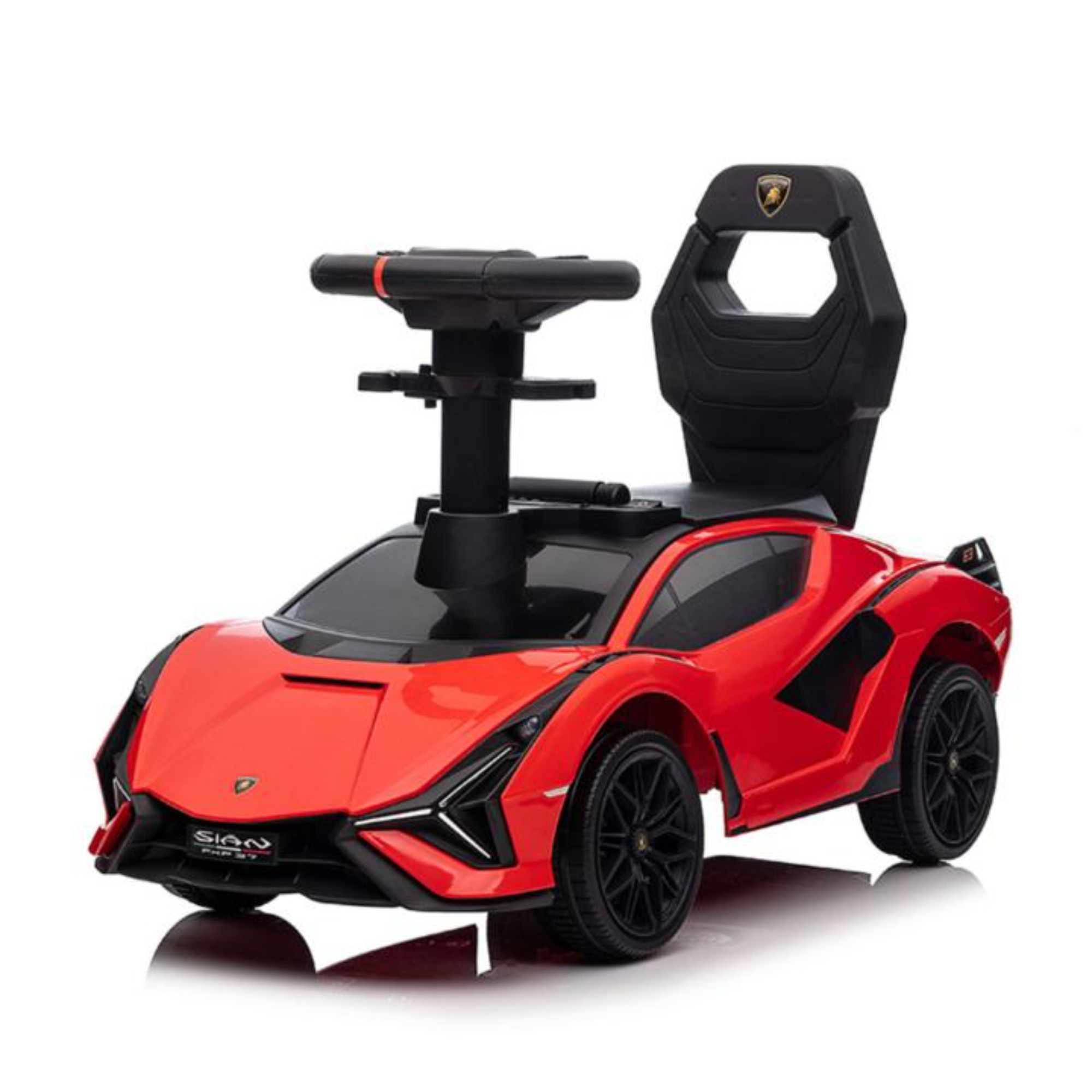 Complete Edition Lamborghini Sian 3 in 1 Push Car / Stroller with Handle And Safety Guards, Red image 12