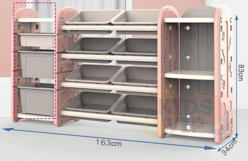 Kids and Toddlers Toy Storage/Organizer with Bins and Bookshelves - Pink image 1