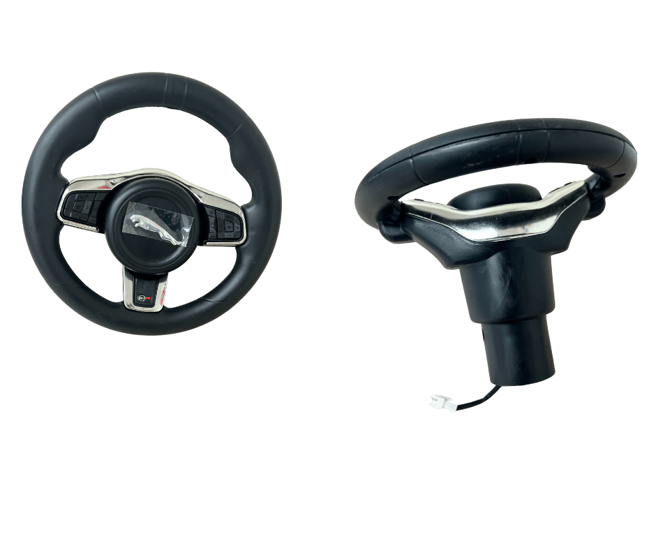 Steering wheel replacement for 12V Jaguar F-Type ride-on vehicle with button compatibility