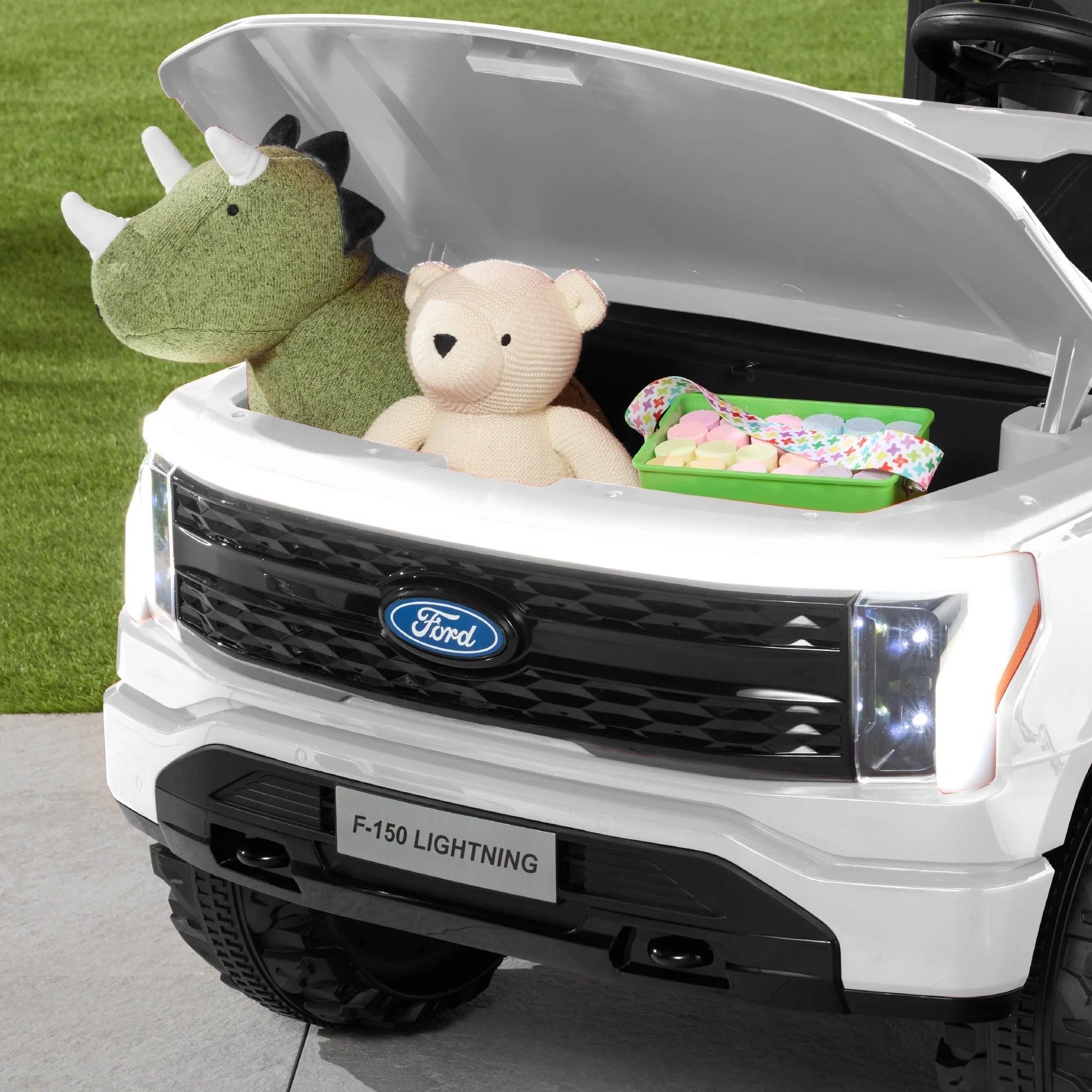 White 2 Seater Lighting Edition Ford F-150, 24V Kids Ride on Truck.