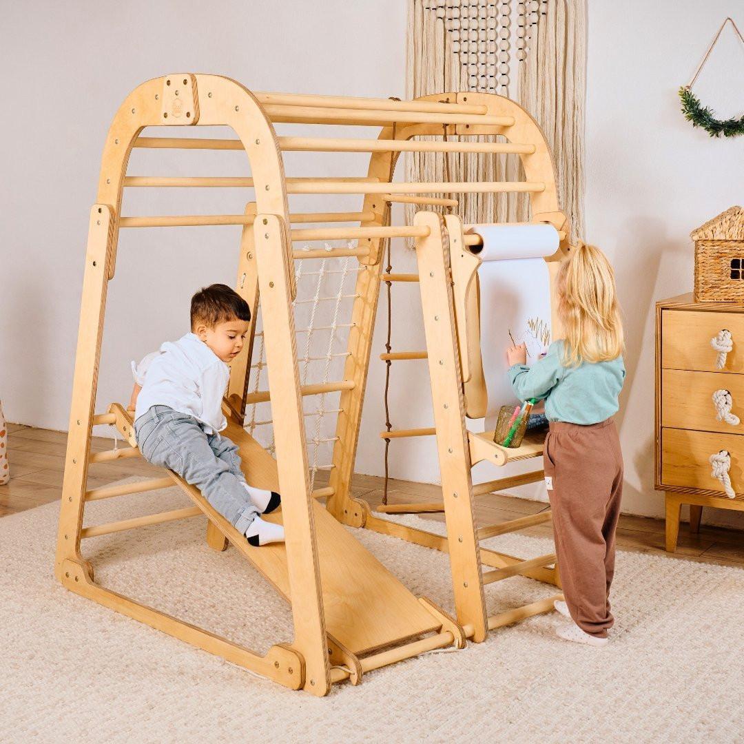 Indoor Playground for Toddlers - 7in1 Playground + Swings Set + Slide Board + Art Set.