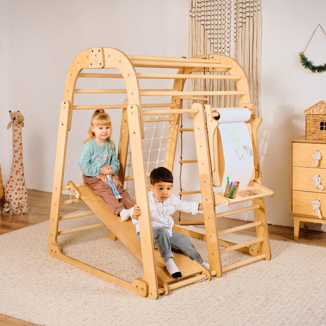 Indoor Playground for Toddlers - 7in1 Playground + Swings Set + Slide Board + Art Set.