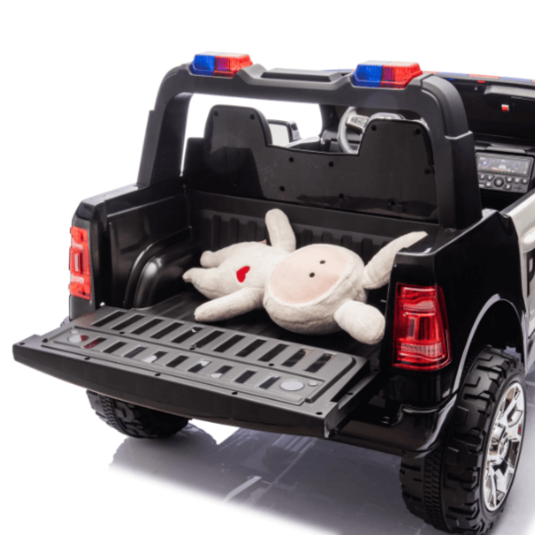 24V Kids' Police Edition XXL 2-Seater 4x4 RAM 3500 Ride-On Truck W/ Siren, EVA Rubber Wheels, Music & RC