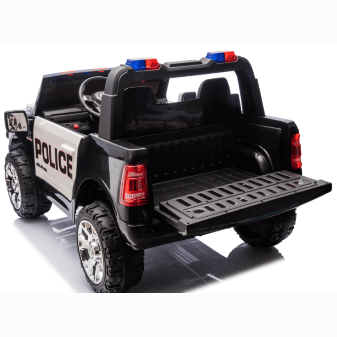 24V Kids' Police Edition XXL 2-Seater 4x4 RAM 3500 Ride-On Truck W/ Siren, EVA Rubber Wheels, Music & RC