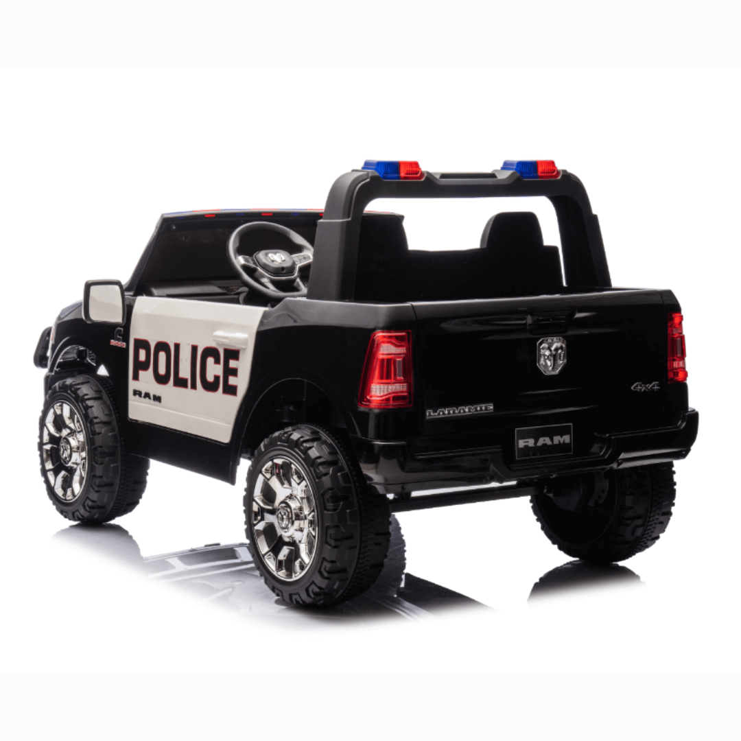 24V Kids' Police Edition XXL 2-Seater 4x4 RAM 3500 Ride-On Truck W/ Siren, EVA Rubber Wheels, Music & RC